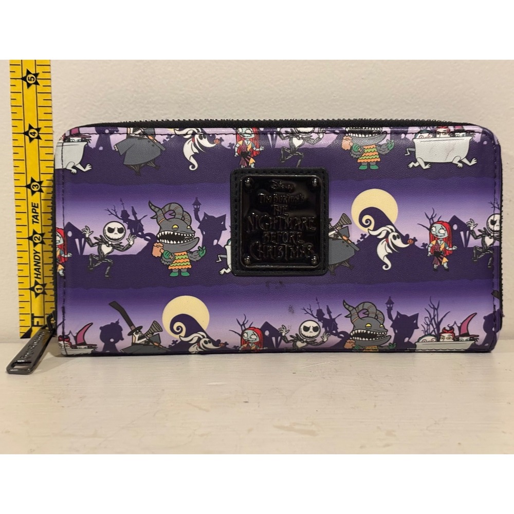 Loungefly Nightmare Before Christmas Women Purple wallet Jack Sally Zero EUC